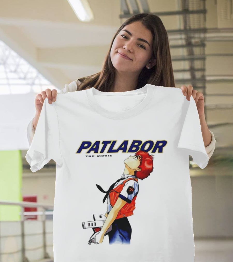 Patlabor The Movie Anime Girl Holding Helmet Looking Up T-Shirt