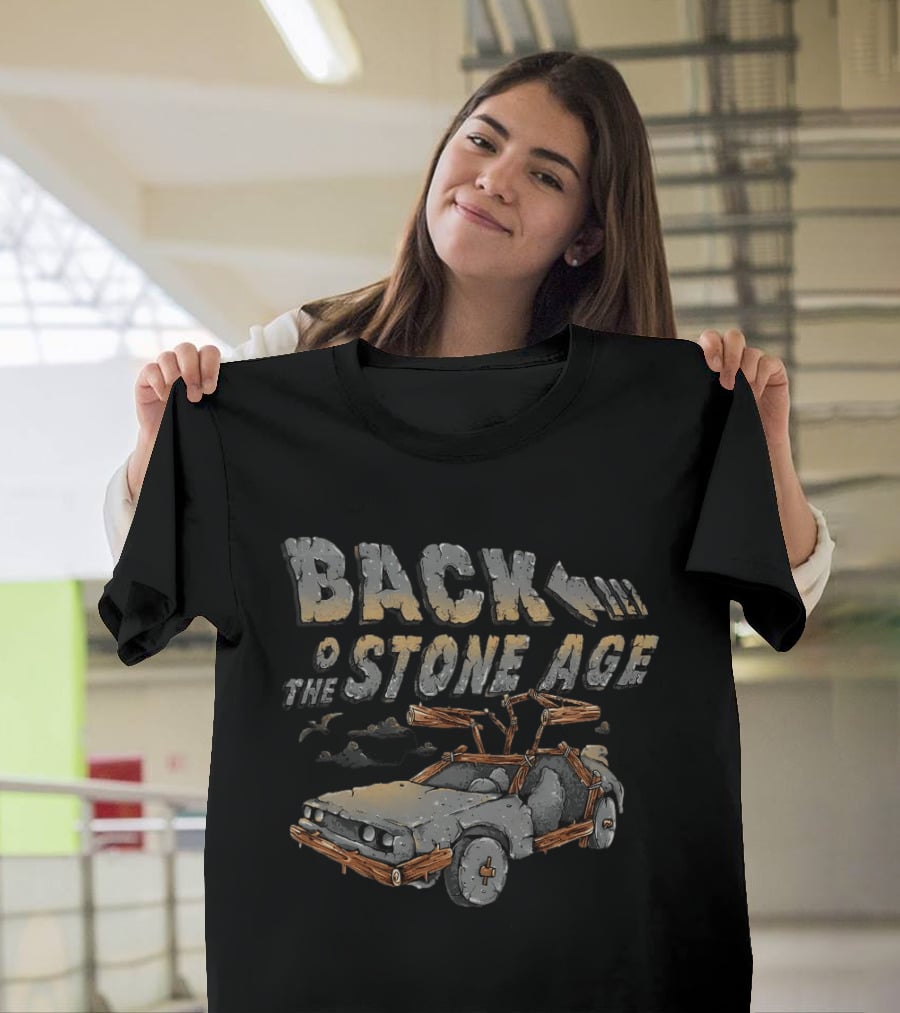 Back To The Stone Age Car Stone Age Style Time Travel Caveman T-Shirt