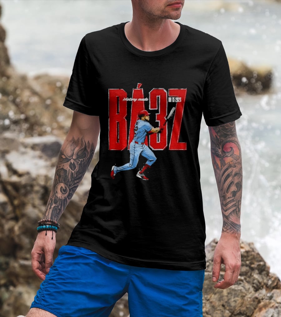 History Made Baez 08 15 2026 Baseball Player Swinging Bat Sketch T-Shirt