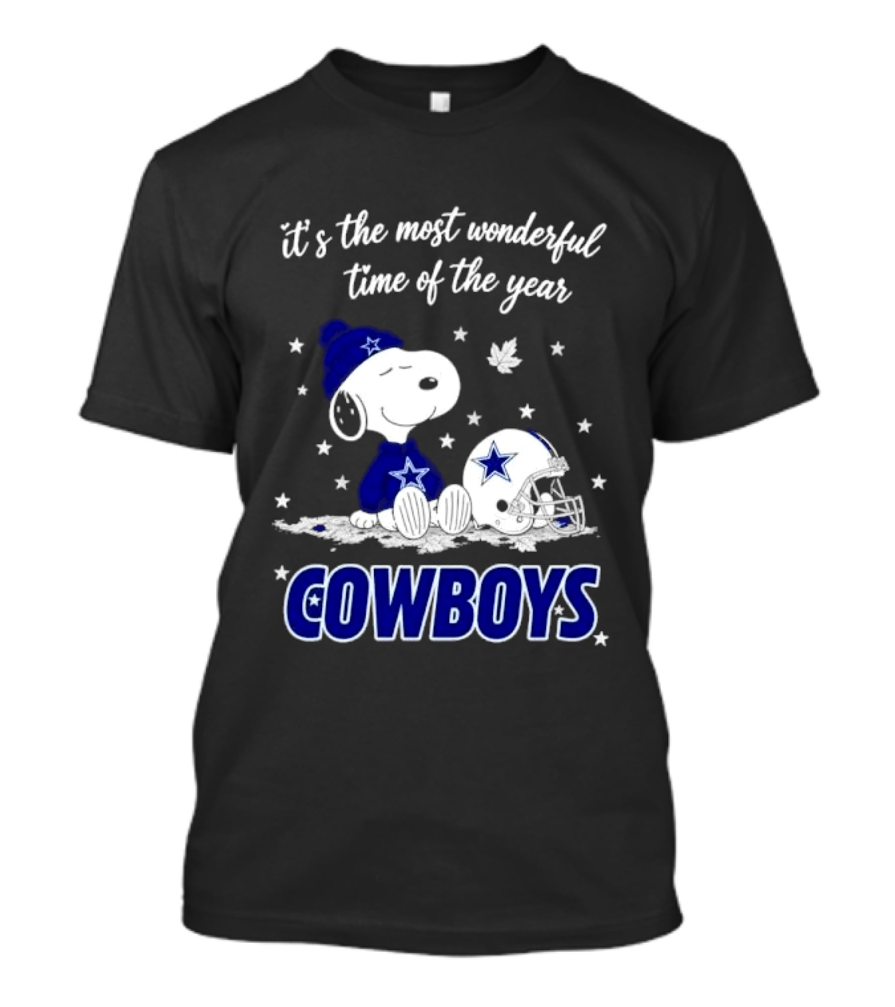 Its The Most Wonderful Time Of Year Snoopy Dallas Cowboys Beanie Helmet Stars T-Shirt