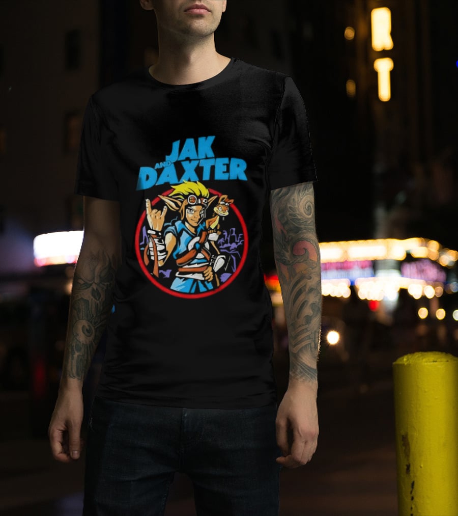 Jak And Daxter Cartoon Hero With Goggles In Red Circle T-Shirt