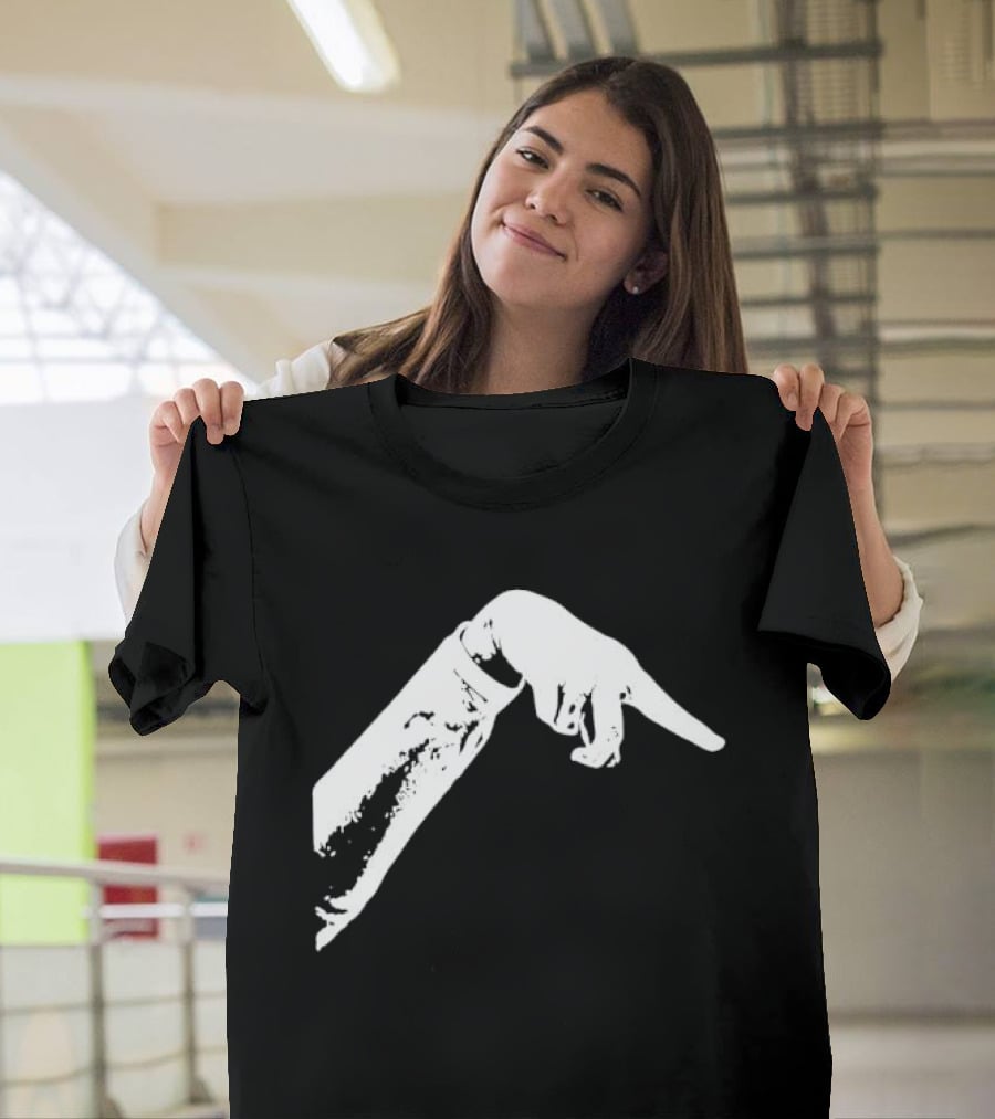 Monochrome Pointing Hand Sleeve Downward T-Shirt