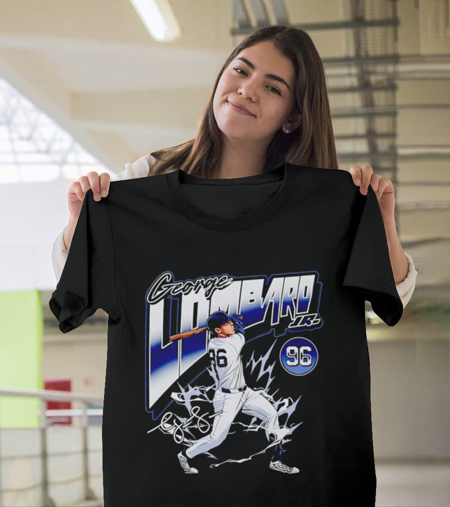George Lombardo Jr 96 Baseball Player Swinging Bat Lightning T-Shirt