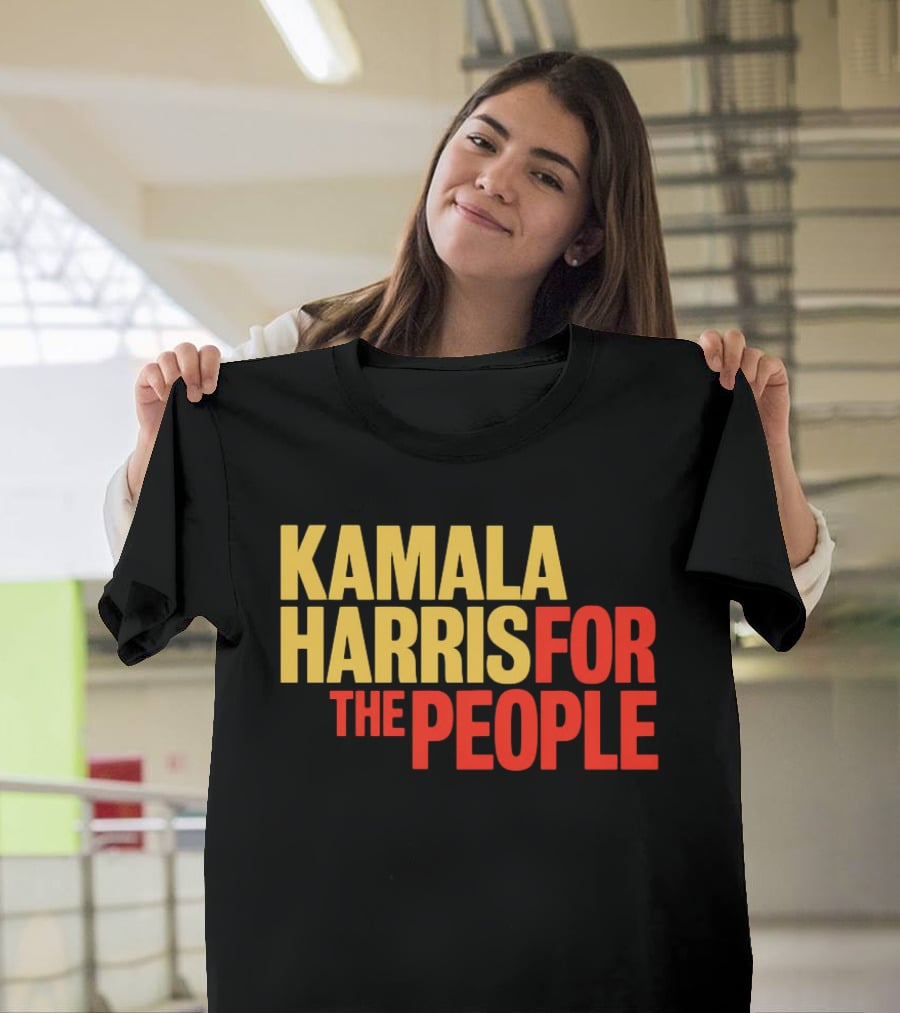 Kamala Harris For The People Text Classic Bold Yellow And Red T-Shirt