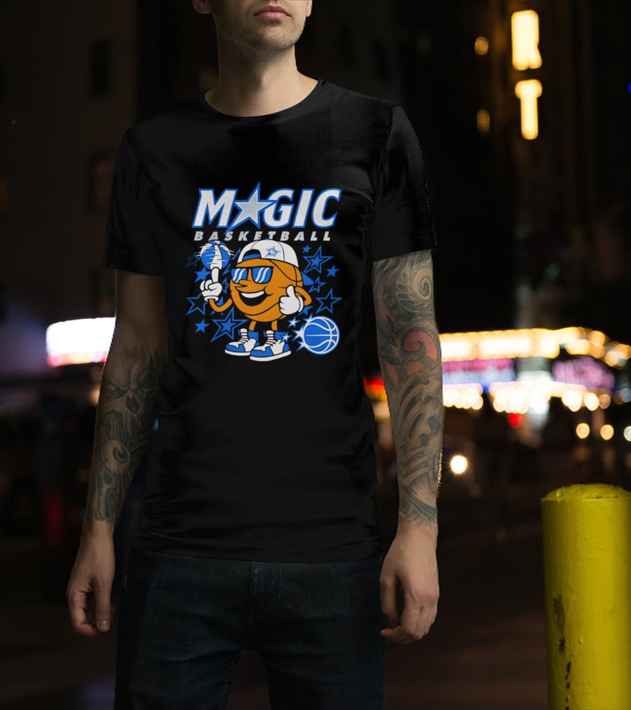 Magic Basketball Cartoon With Sunglasses And Stars T-Shirt
