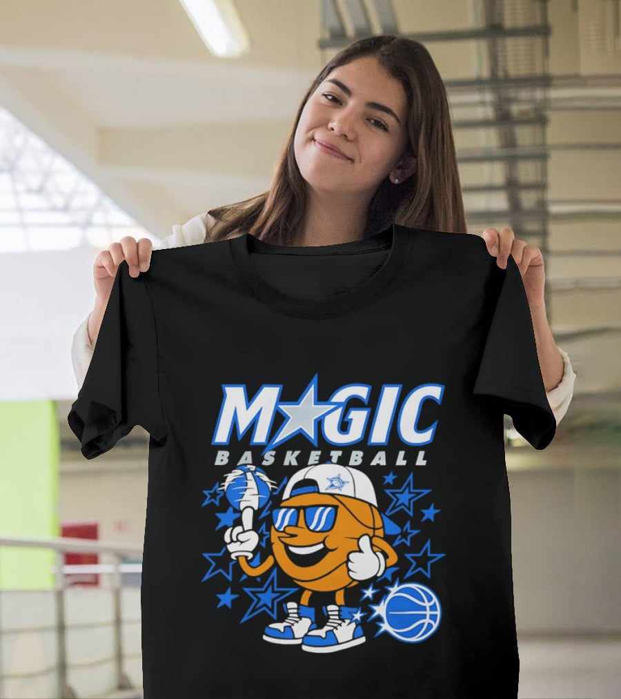 Magic Basketball Cartoon With Sunglasses And Stars T-Shirt