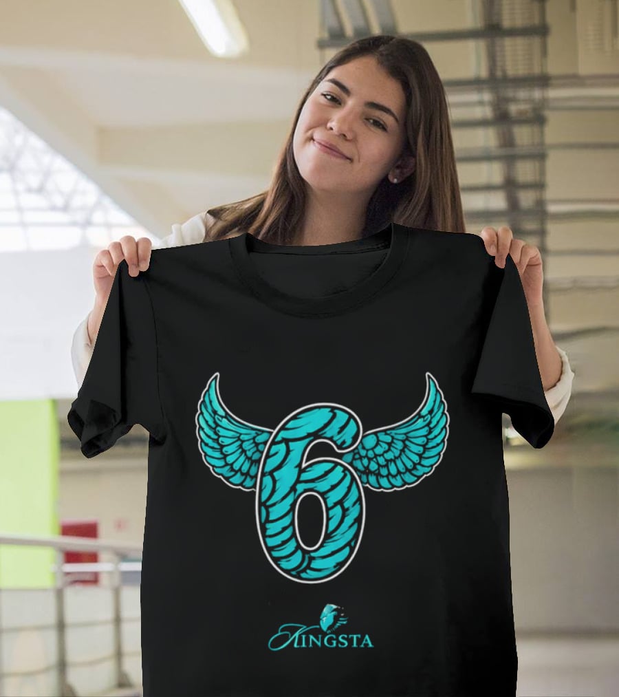 Kingsta Turquoise Feathered Wings Number 6 T-Shirt