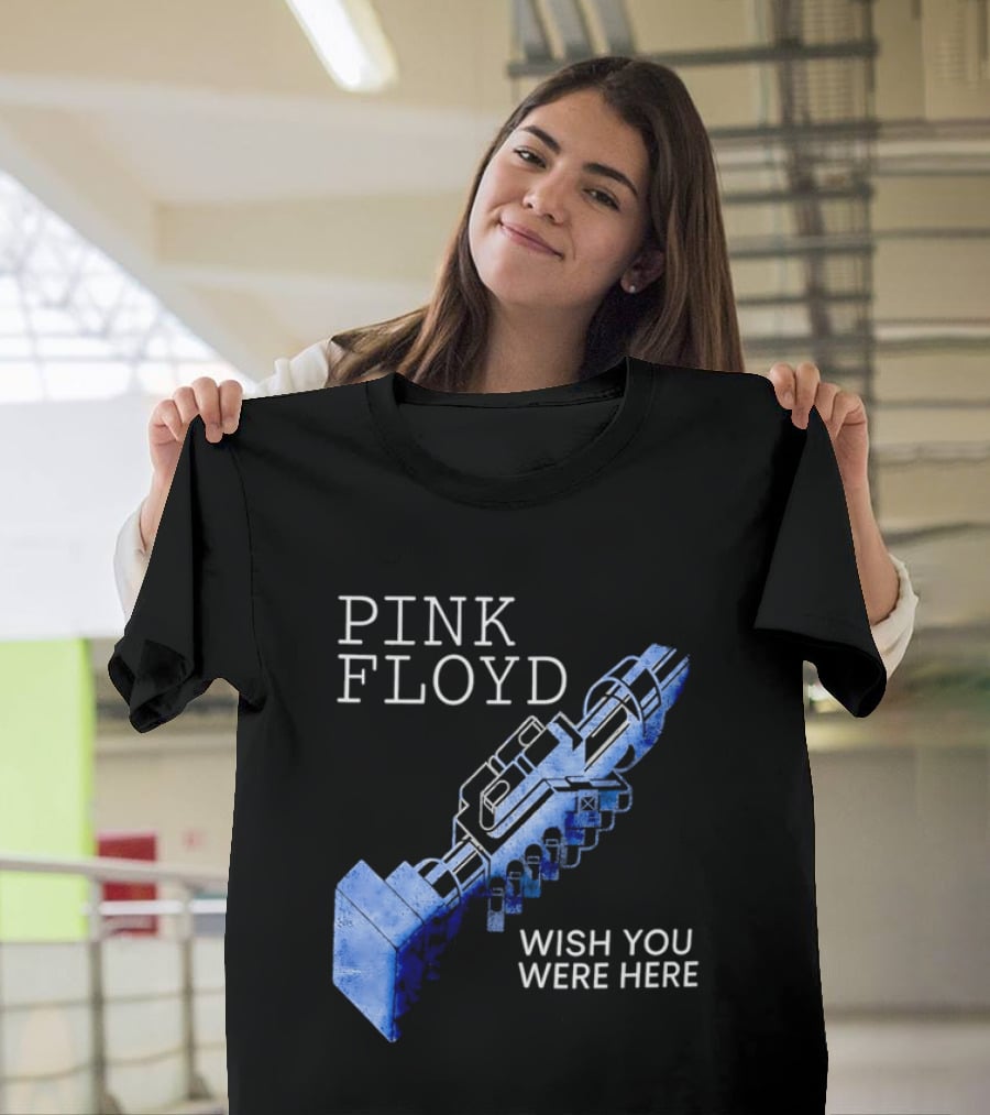 Pink Floyd Wish You Were Here Blue Mechanical Robot Handshake T-Shirt