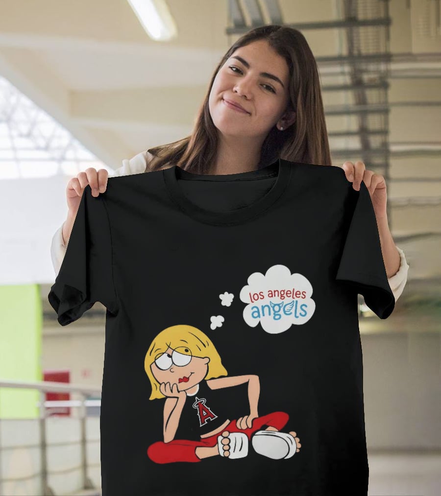 Los Angeles Angels MLB Blonde Girl Thought Bubble Sitting Pose T-Shirt