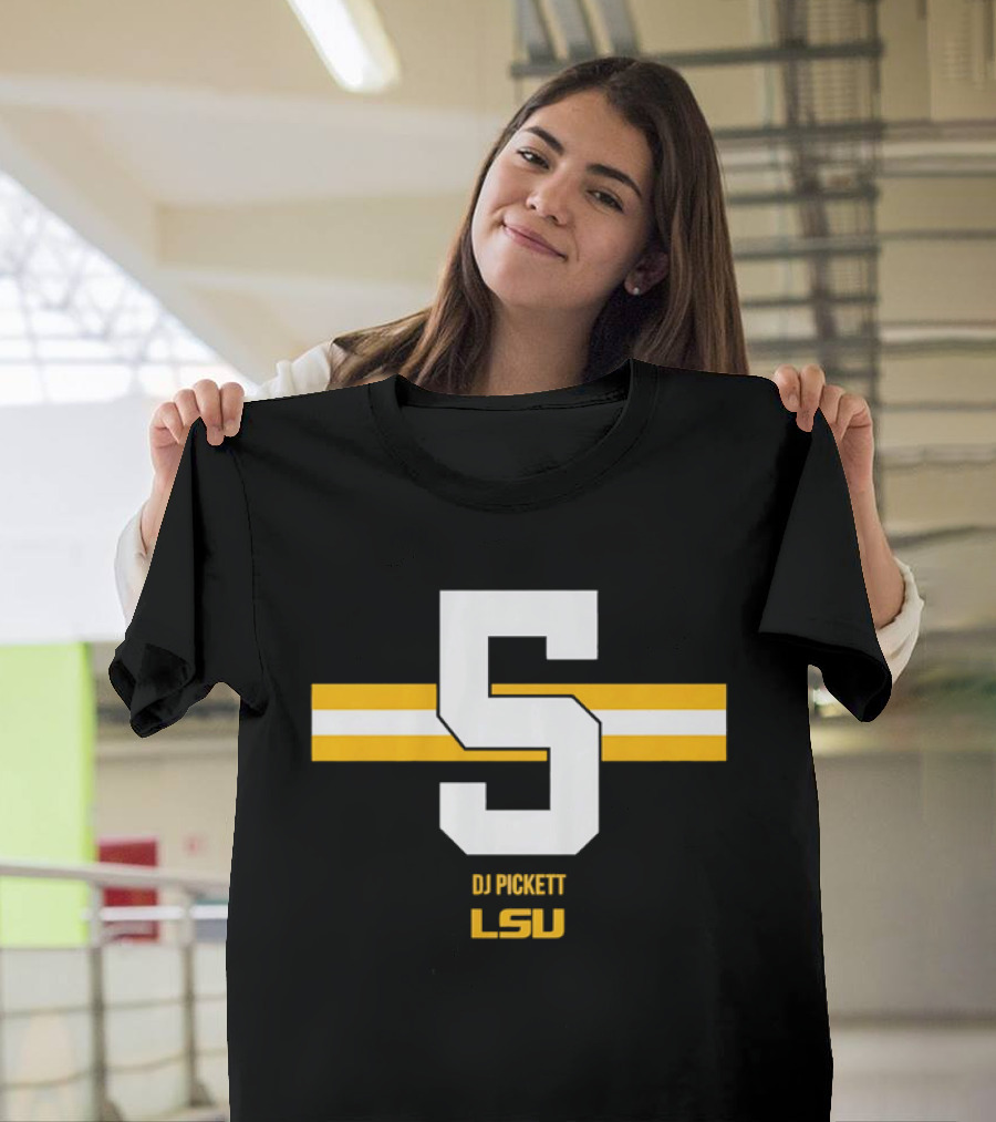 LSU Tigers DJ Pickett Number 5 Yellow T-Shirt