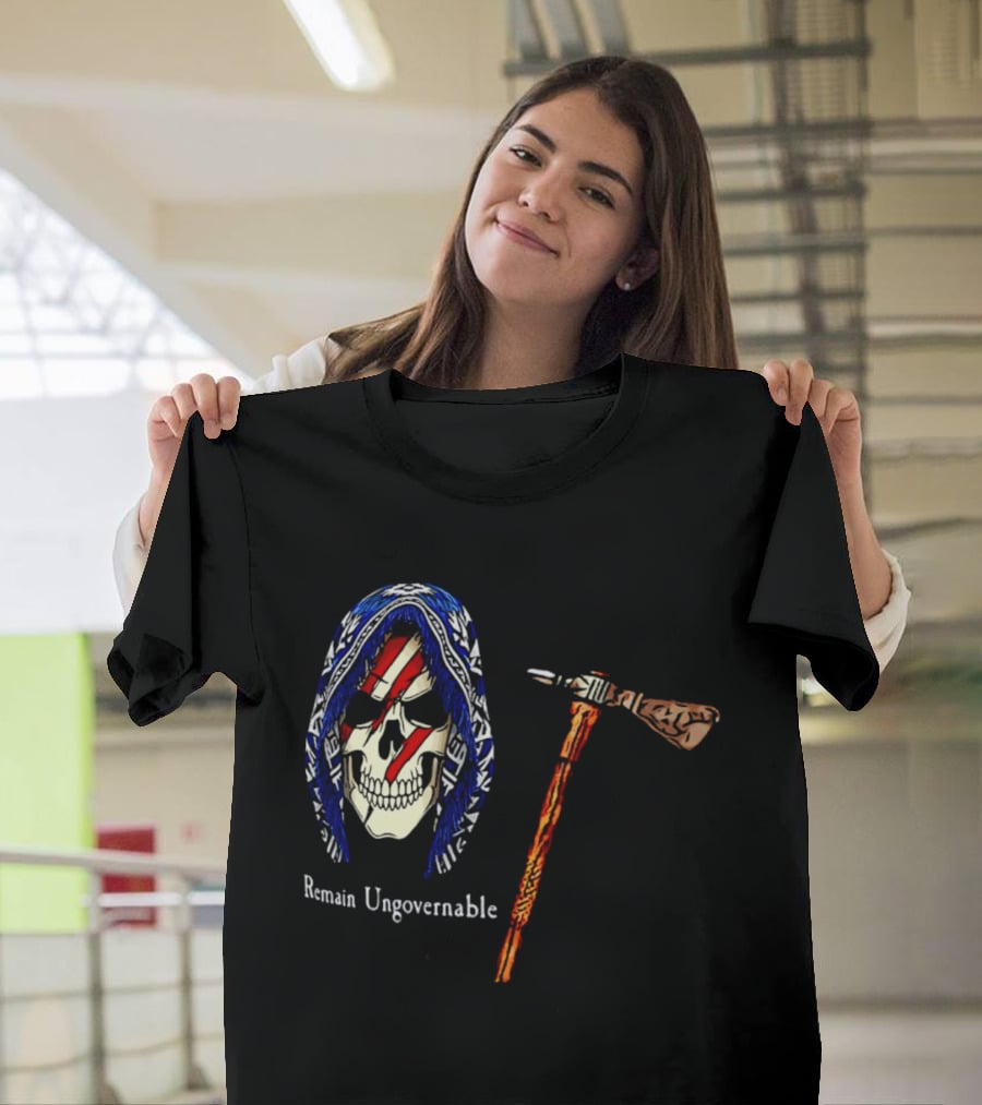 Remain Ungovernable Hooded Skull With Hammer Anti Authority T-Shirt
