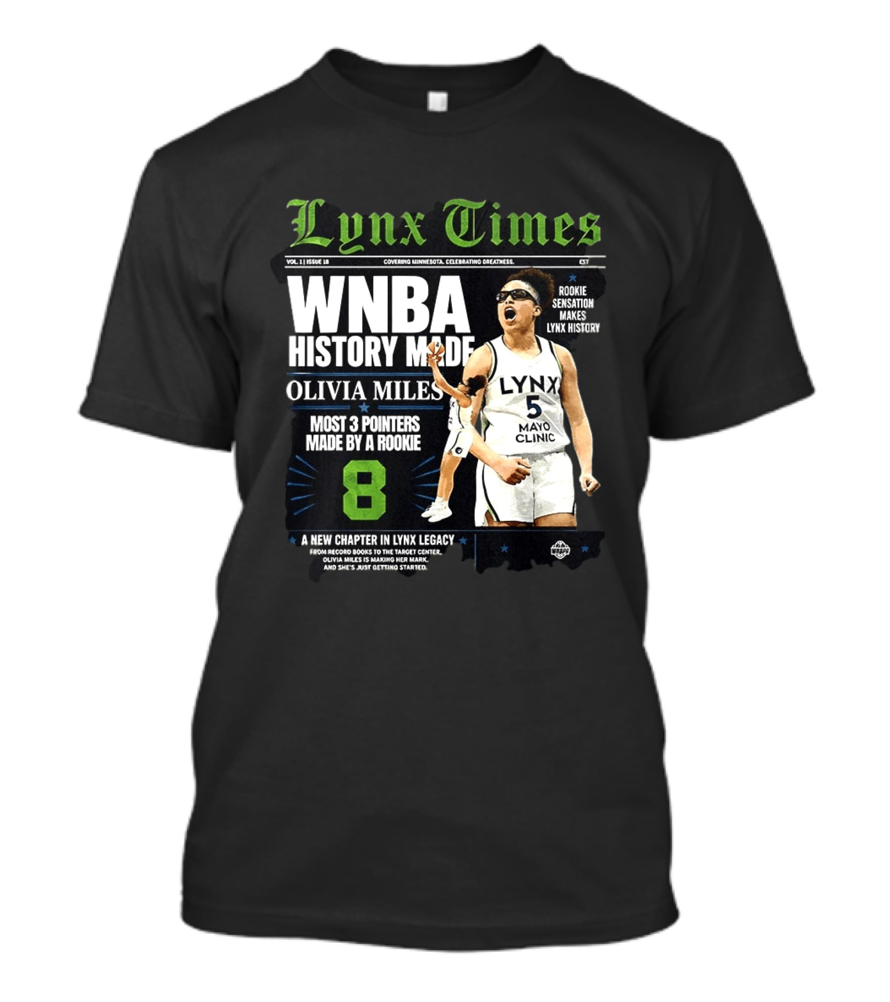 WNBA History Made Olivia Miles Lynx Times Most 3 Pointers By A Rookie T-Shirt