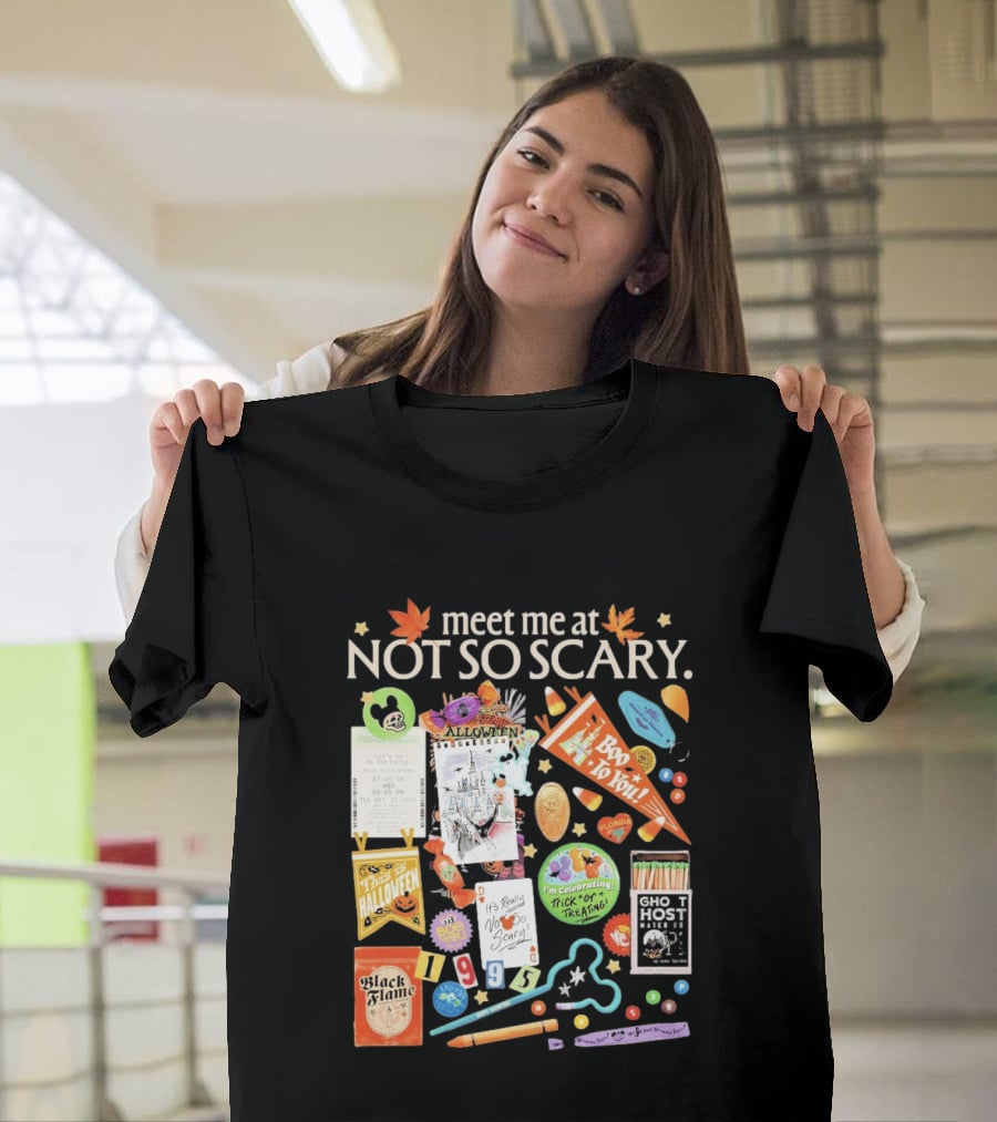 Meet Me At Not So Scary Boo To You Disney Halloween Trick Or Treating Black Flame Candle Halloween Party T-Shirt