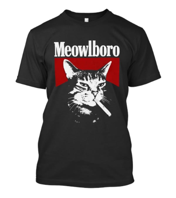 Meowlboro Cat Cigarette Parody With Smoking Cat And Red T-Shirt