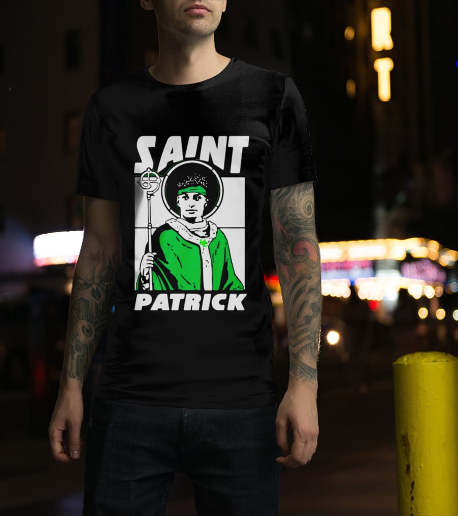 Saint Patrick Mahomes Kansas City Chiefs Iconic Green Halo And Staff T-Shirt