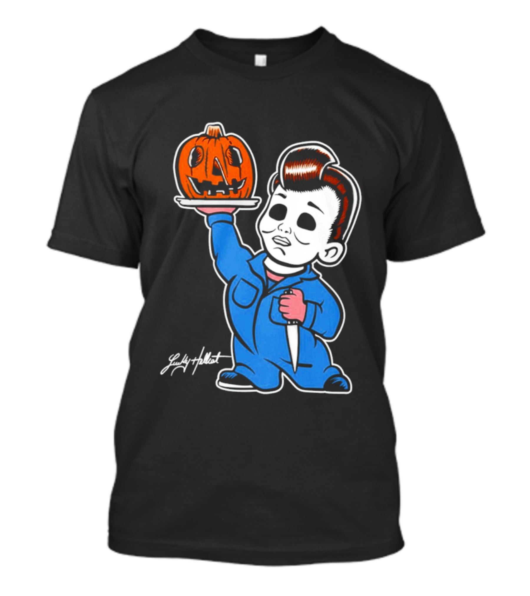 Michael Myers Big Boy Halloween Pumpkin Knife T-Shirt