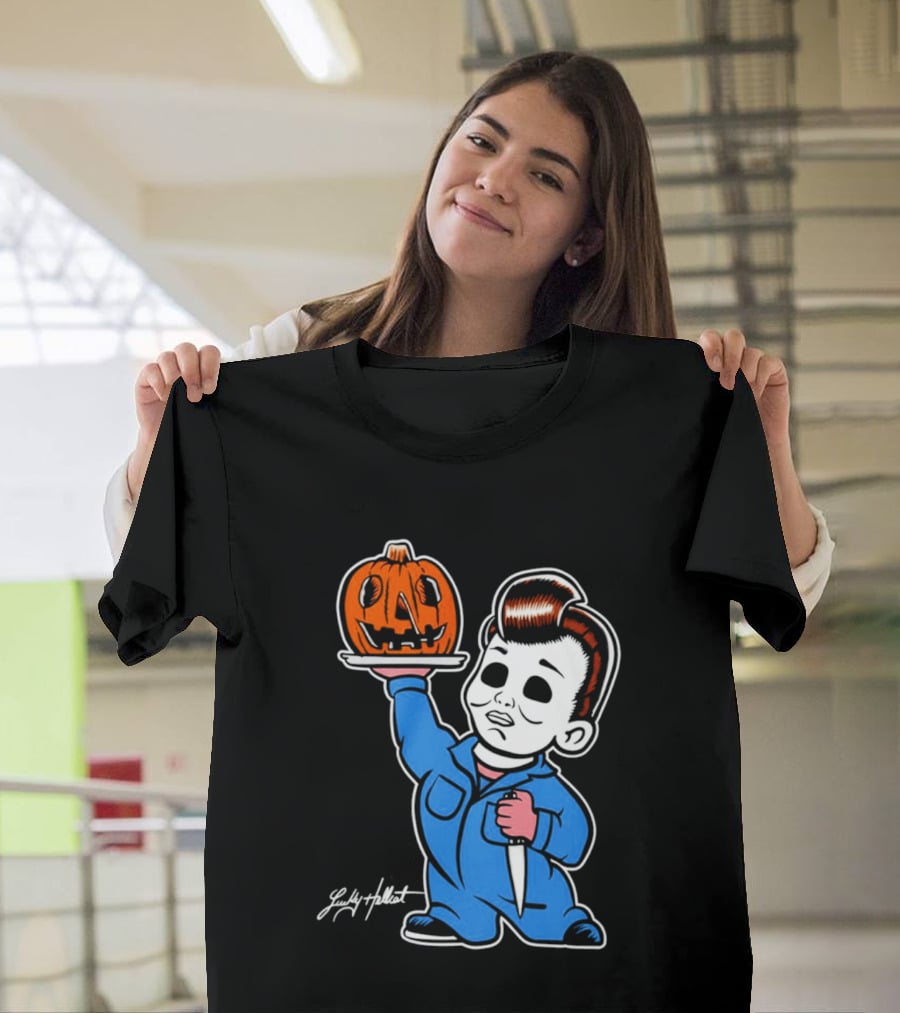 Michael Myers Big Boy Halloween Pumpkin Knife T-Shirt