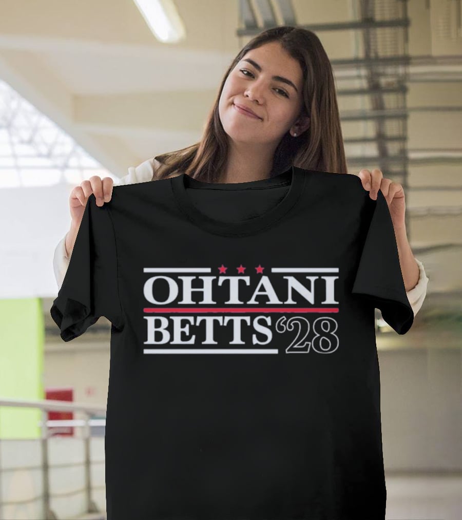 Ohtani Betts 2028 Dodgers Stars Three Red Campaign T-Shirt