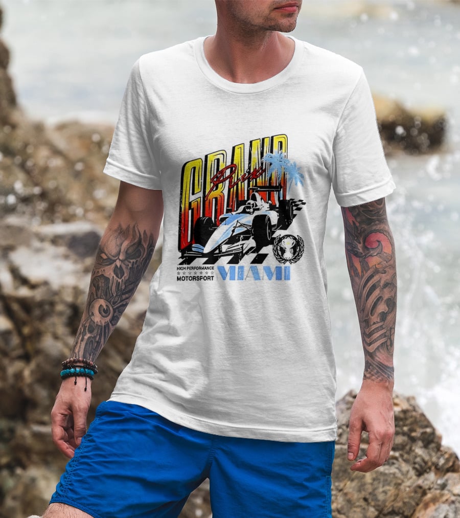 Chicago Bears Grand Prix Motorsport Miami Racing Car T-Shirt