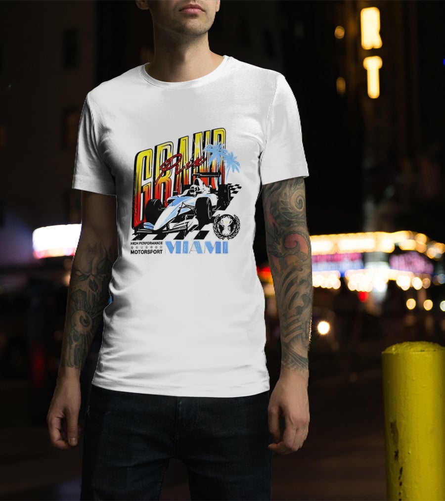 Chicago Bears Grand Prix Motorsport Miami Racing Car T-Shirt