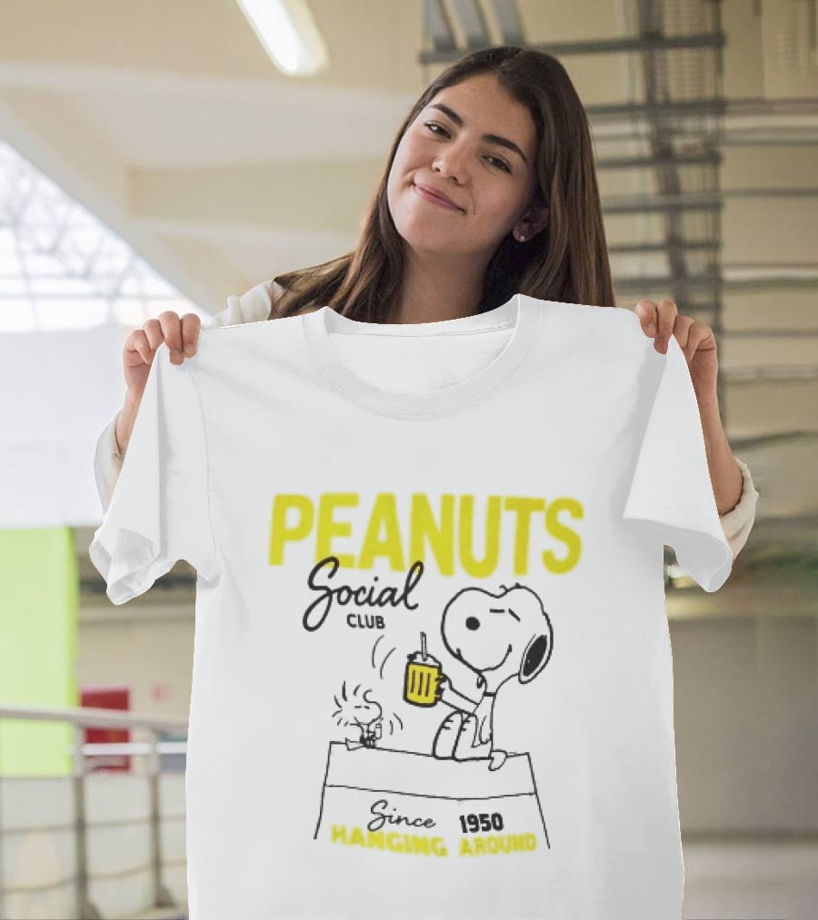 Peanuts Social Club Since 1950 Hanging Around Snoopy Woodstock T-Shirt