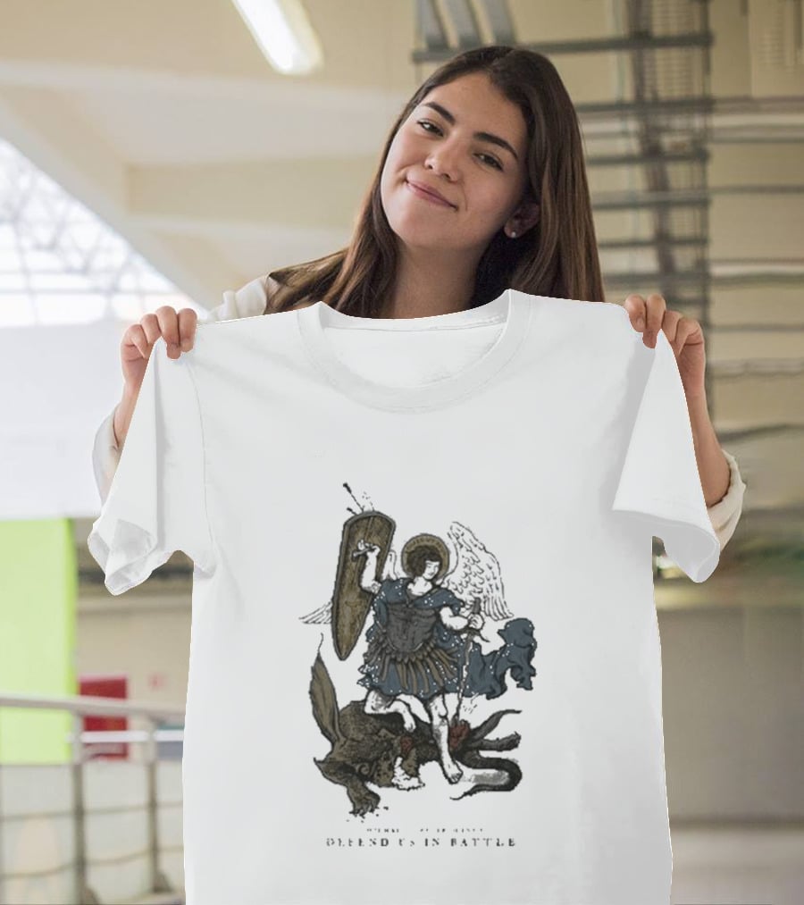 Saint Mxxxxxx Archangel Michael Defend Us In Battle Medieval Angelic Warrior T-Shirt