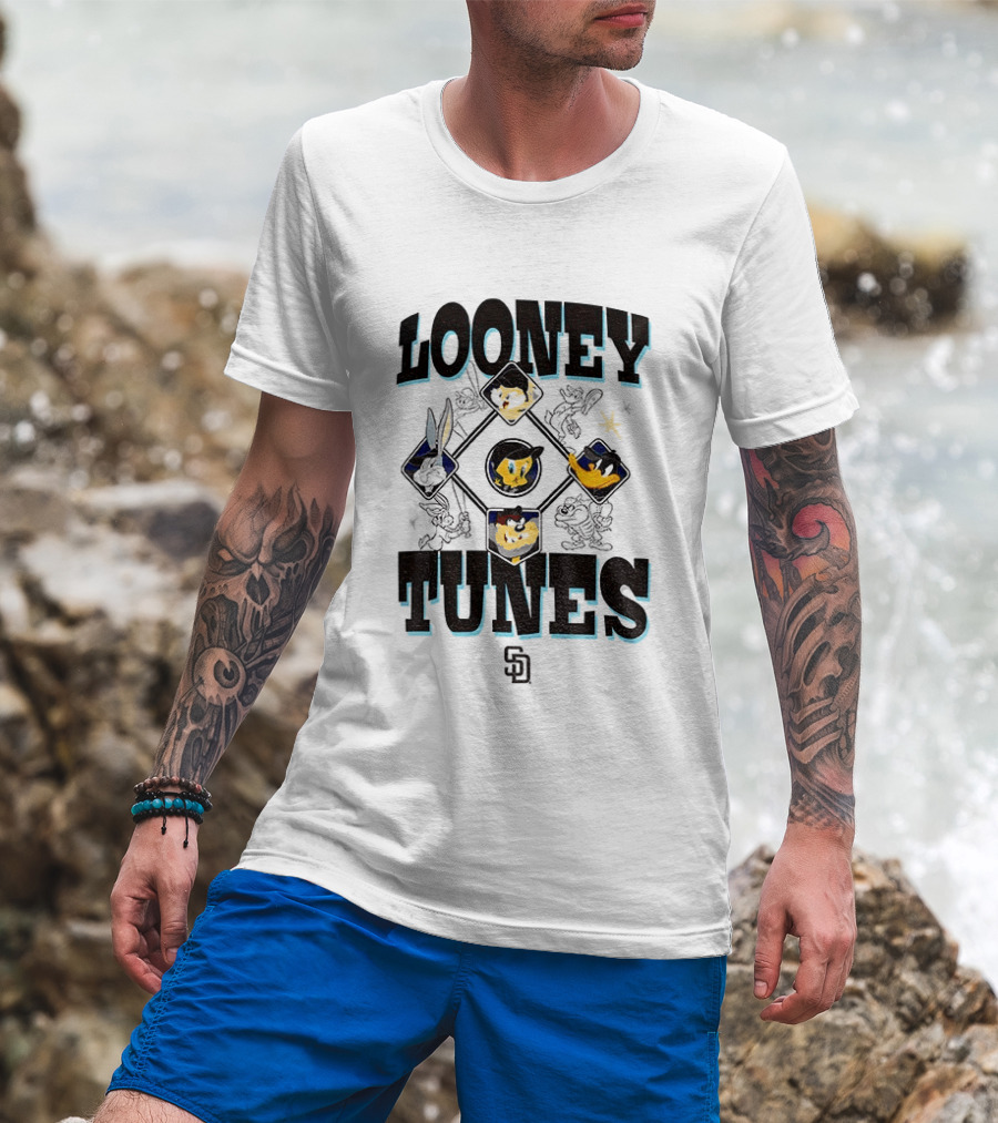 San Diego Padres New Era Looney Tunes MLB Cream Characters T-Shirt
