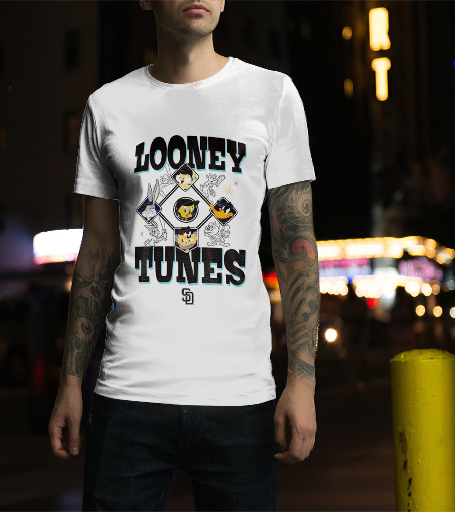 San Diego Padres New Era Looney Tunes MLB Cream Characters T-Shirt