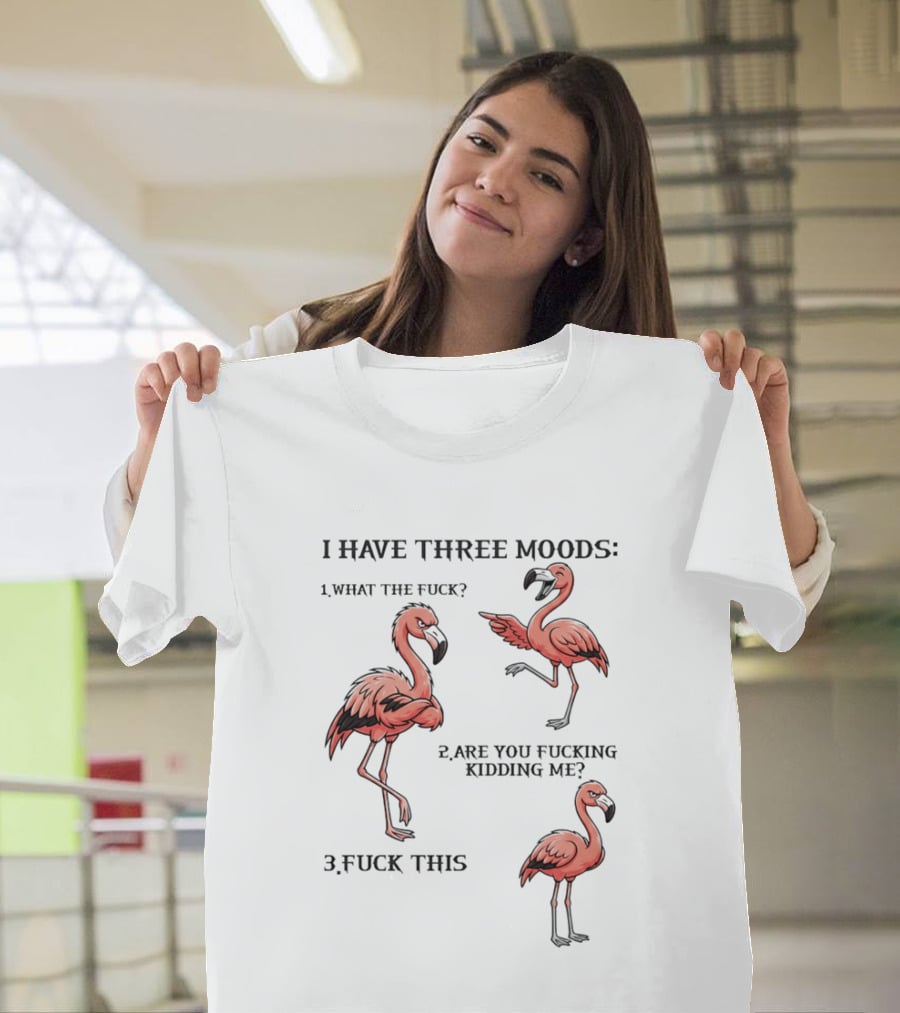 I Have Three Moods What The Fuck Are You Fucking Kidding Me Fuck This Flamingo T-Shirt