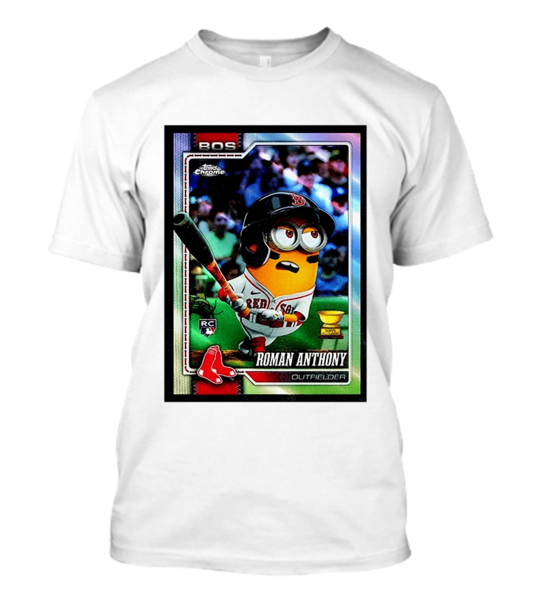 Minions Boston Red Sox Roman Anthony 2025 Topps Chrome Baseball Card T-Shirt