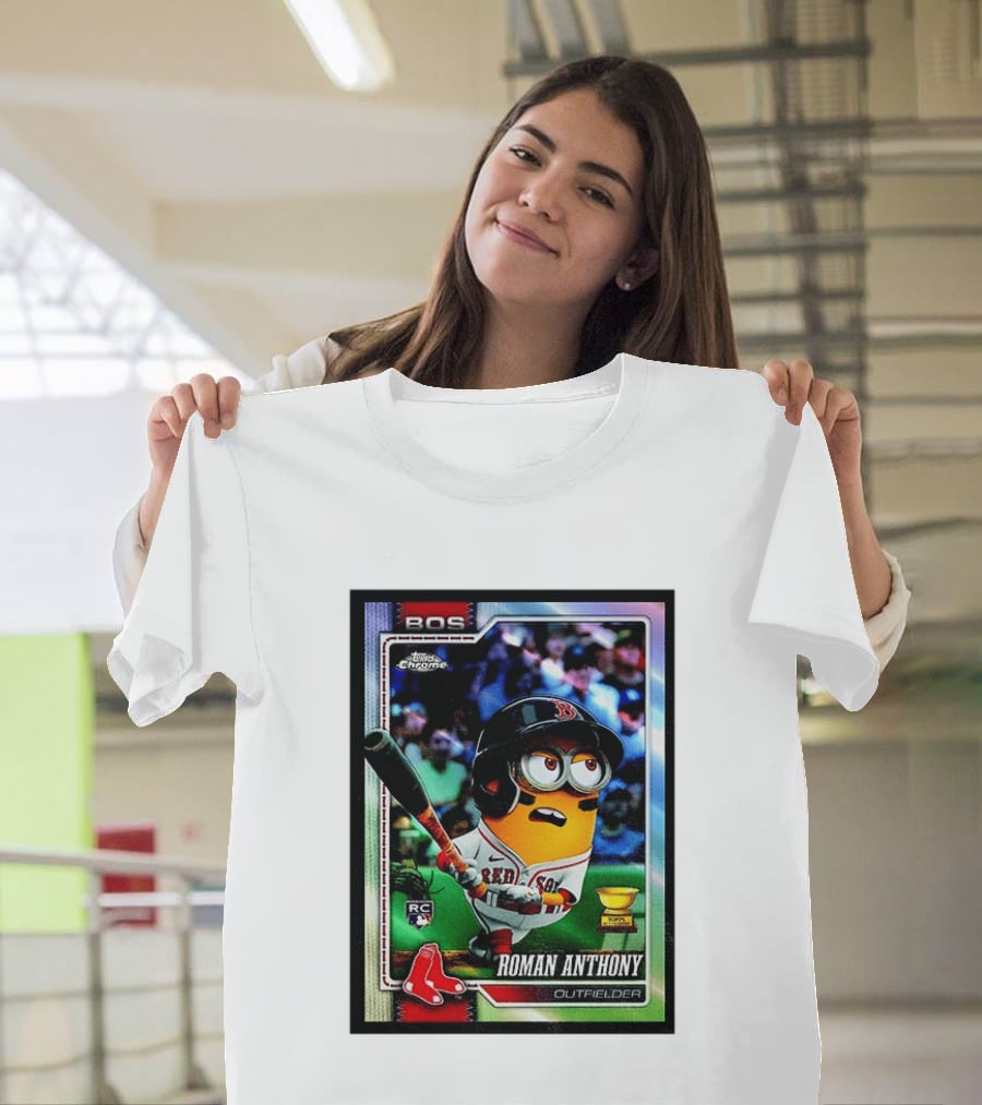 Minions Boston Red Sox Roman Anthony 2025 Topps Chrome Baseball Card T-Shirt