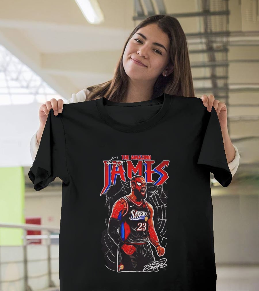 The Amazing LeBron James Spider Man 76ers NBA Crossover Comic T-Shirt