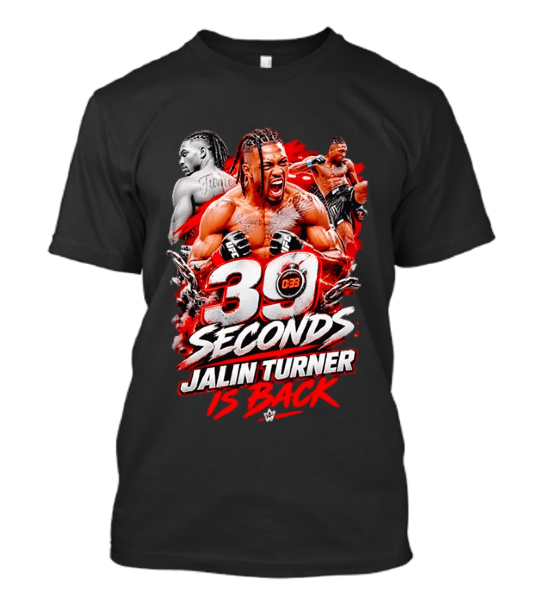 39 Seconds Jalin Turner UFC Fighter Photo Collage Red Glow Is Back T-Shirt