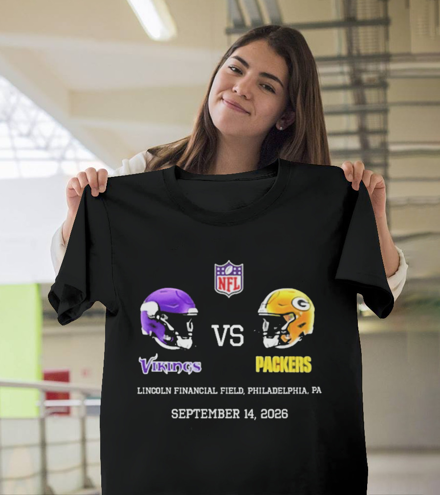 Vikings Vs Packers Lincoln Financial Field Philadelphia PA September 14 2026 T-Shirt