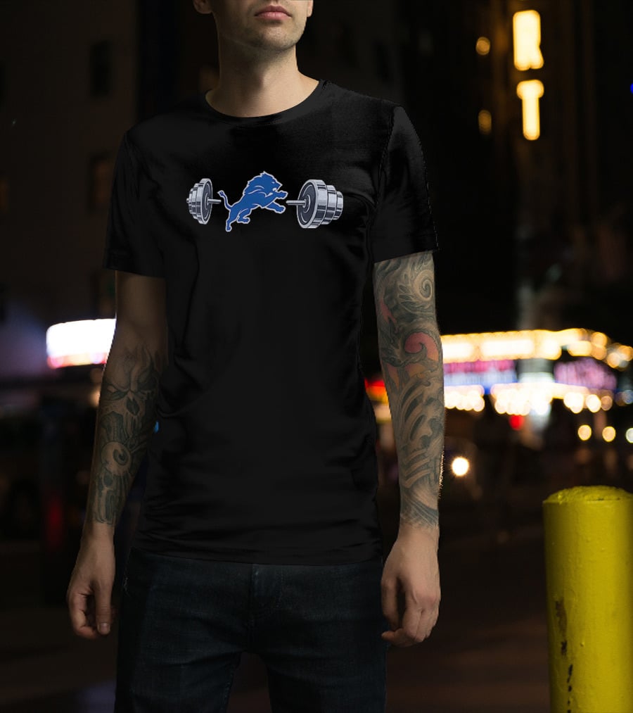 Detroit Lions Barbell 2026 Weightlifting Strength Training Lions T-Shirt