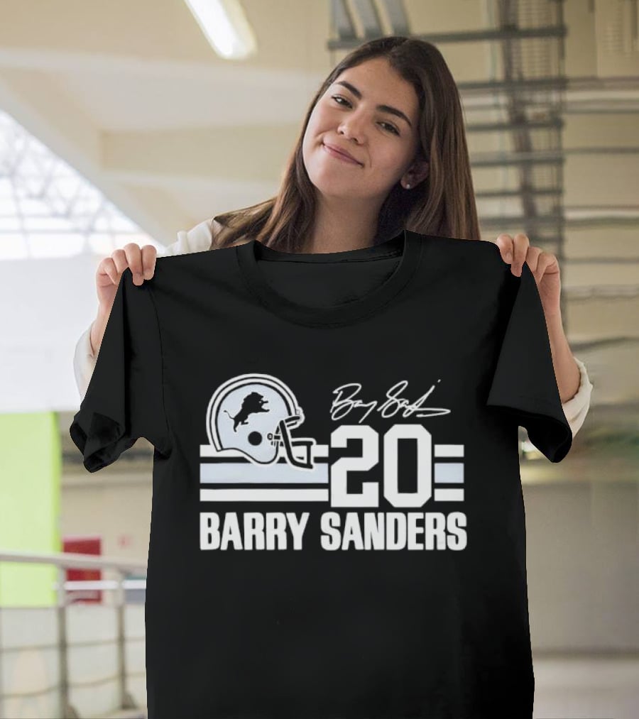 Detroit Lions Barry Sanders 20 Helmet Stripes By BS Signature T-Shirt