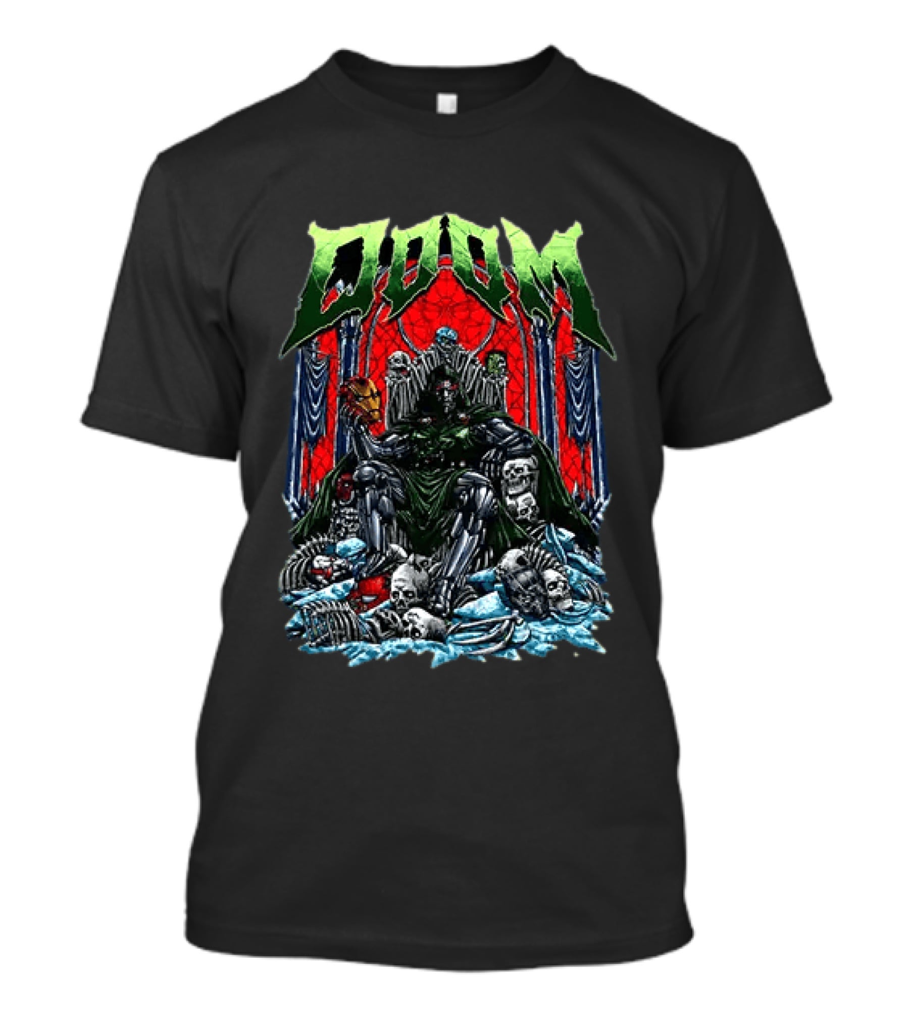 Doctor Doom Throne Marvel Superheroes With Iron Man Mask Doom T-Shirt