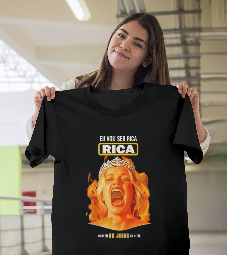 Eu Vou Ser Rica Contem As Joias Da Titia Rica Screaming Blonde Woman T-Shirt