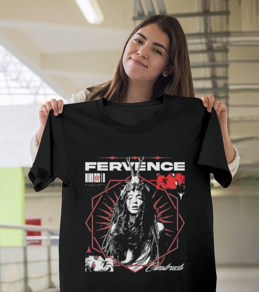 Fervence Constructs Hexagon Horned Crown Woman Red Tears T-Shirt