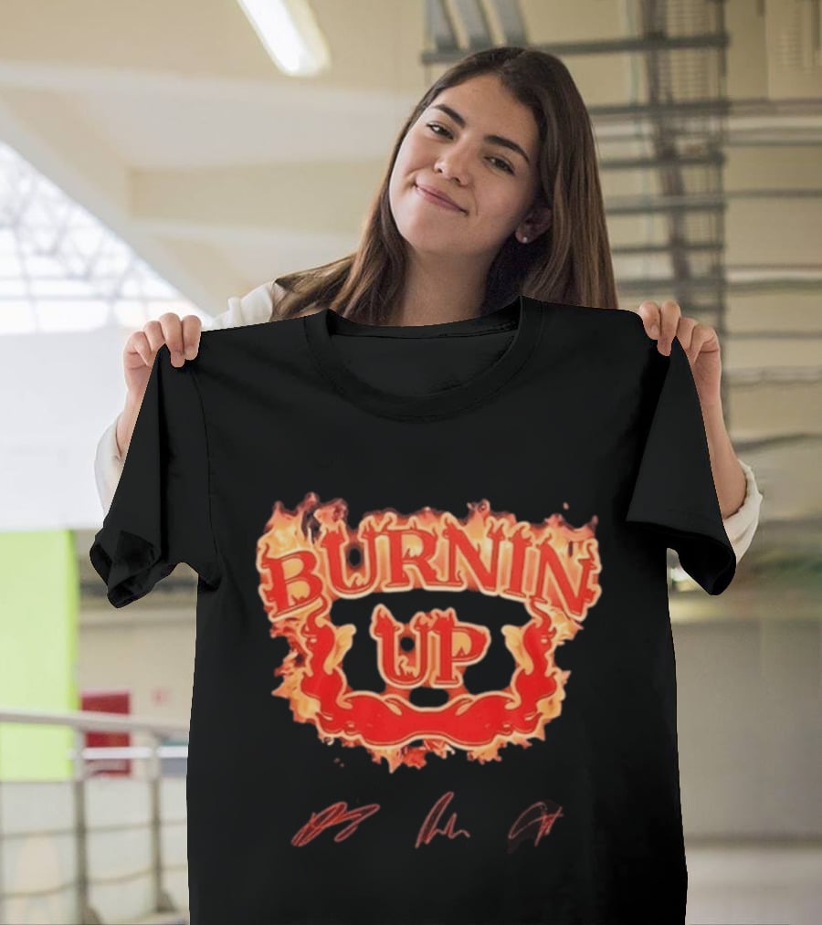 Jonas Brothers Burnin Up Tour Fiery Red Flame Letters T-Shirt