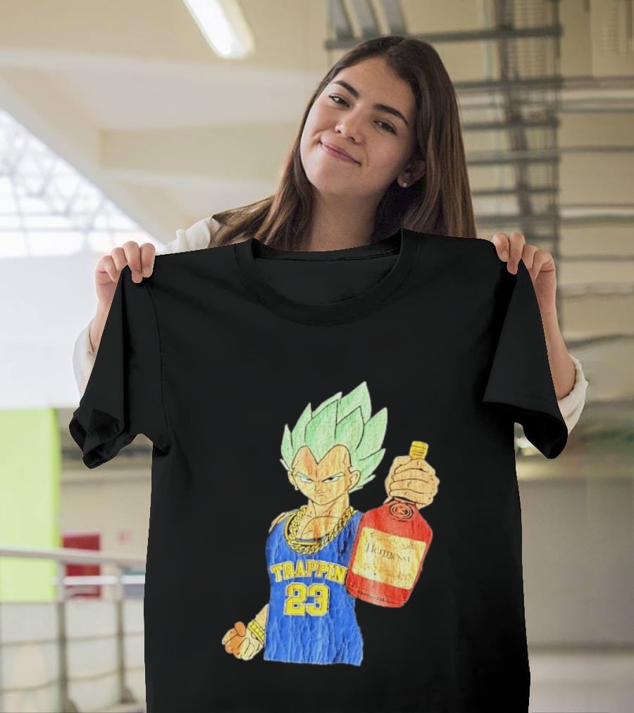 Hennessy Trappin 23 Anime Warrior Graphic Holding Bottle T-Shirt