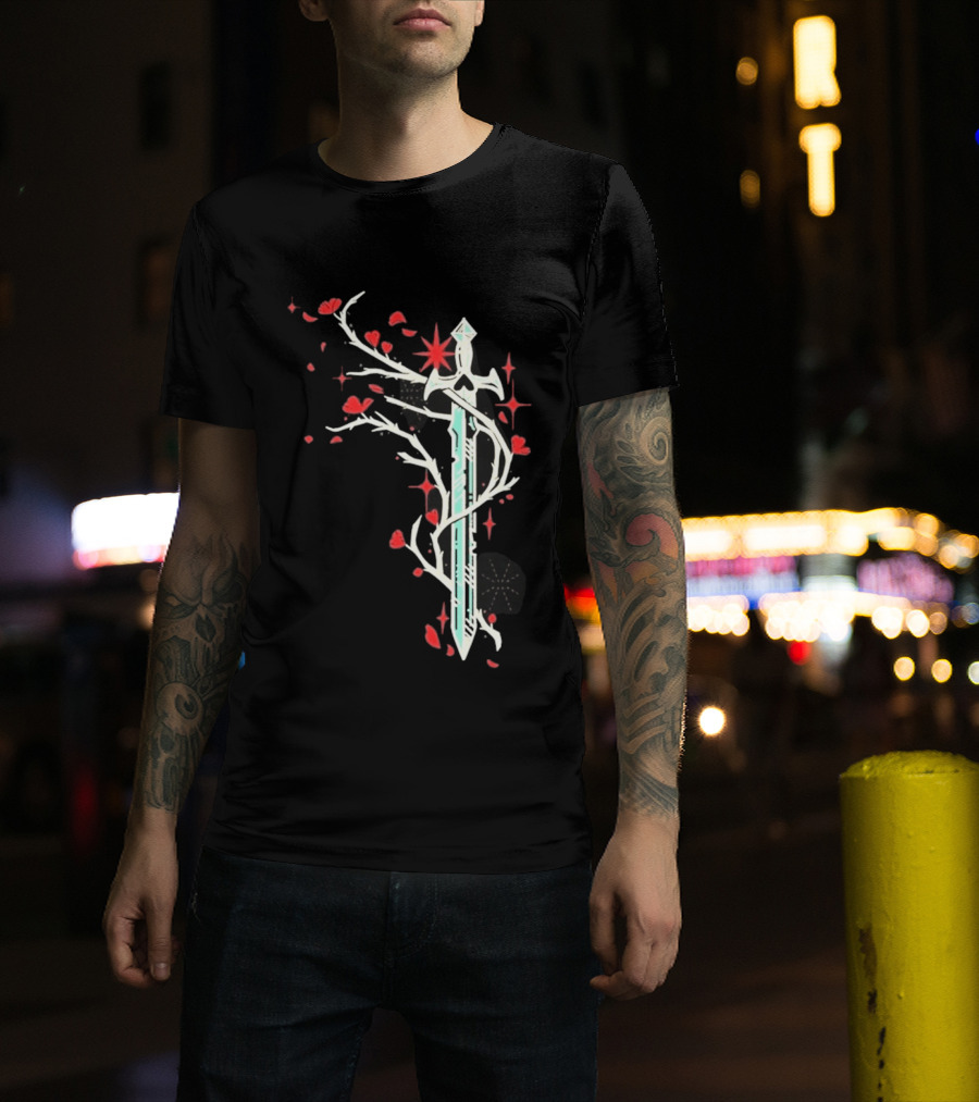 Lifesteal Sword With Red Petals Survival Gaming T-Shirt