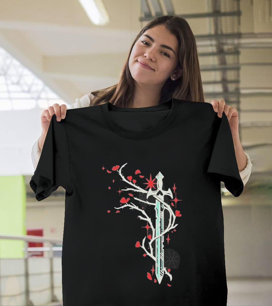 Lifesteal Sword With Red Petals Survival Gaming T-Shirt