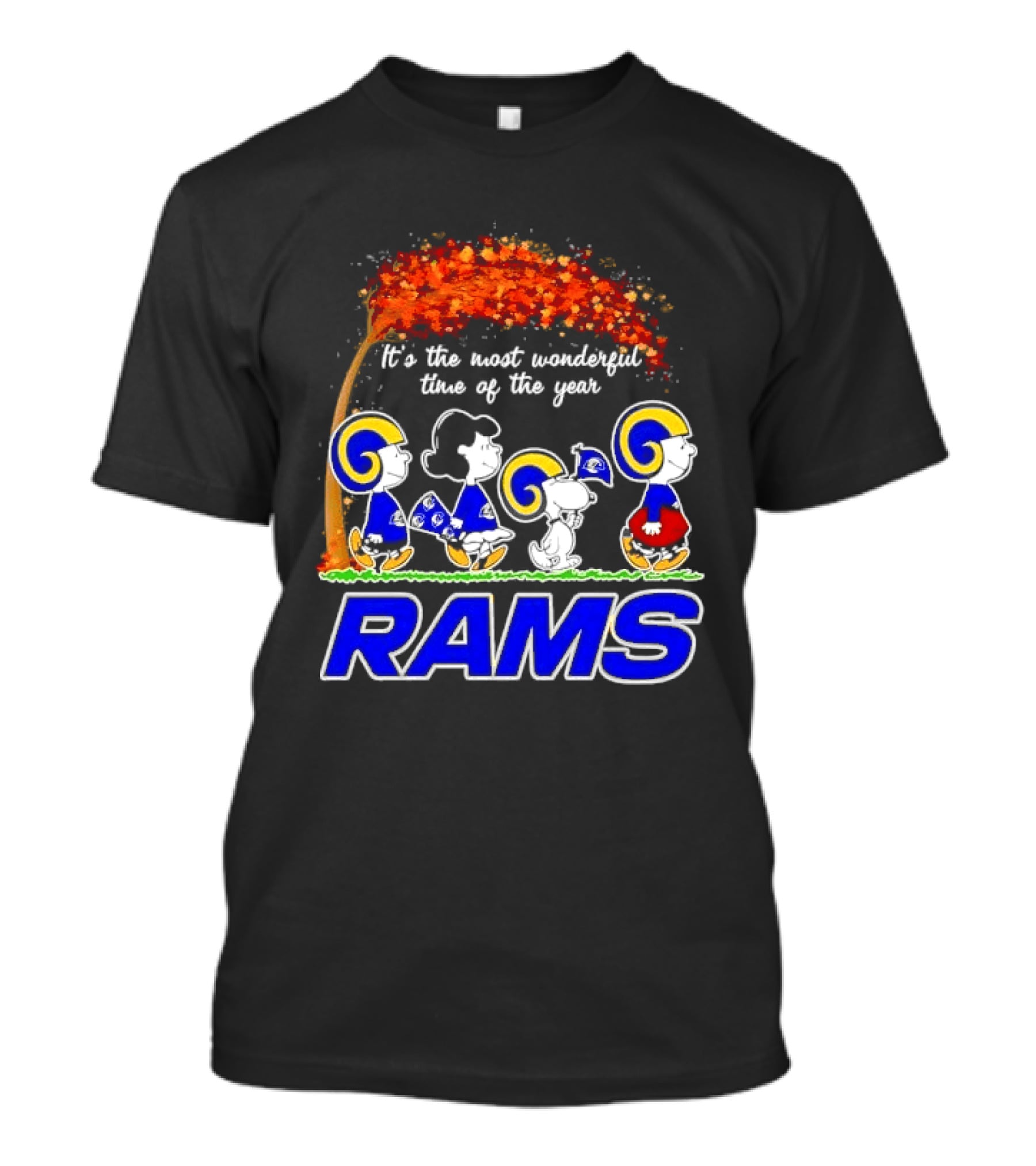 Los Angeles Rams It's The Most Wonderful Time Of Year Charlie Brown Snoopy Peanuts Football Fall T-Shirt