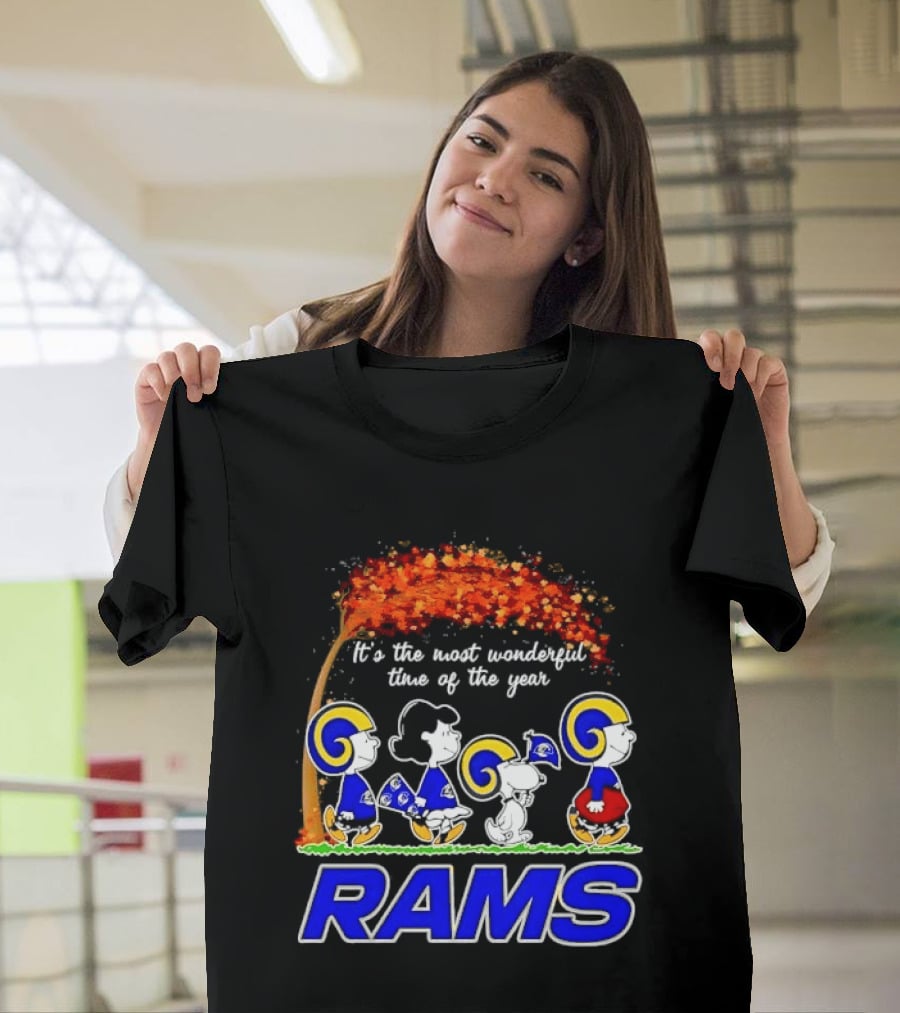 Los Angeles Rams It's The Most Wonderful Time Of Year Charlie Brown Snoopy Peanuts Football Fall T-Shirt