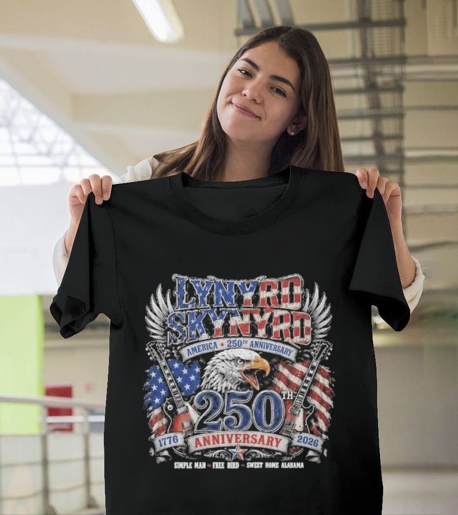 Lynyrd Skynyrd America 250th Anniversary Eagle 1776 2026 Simple Man Free Bird Sweet Home Alabama T-Shirt