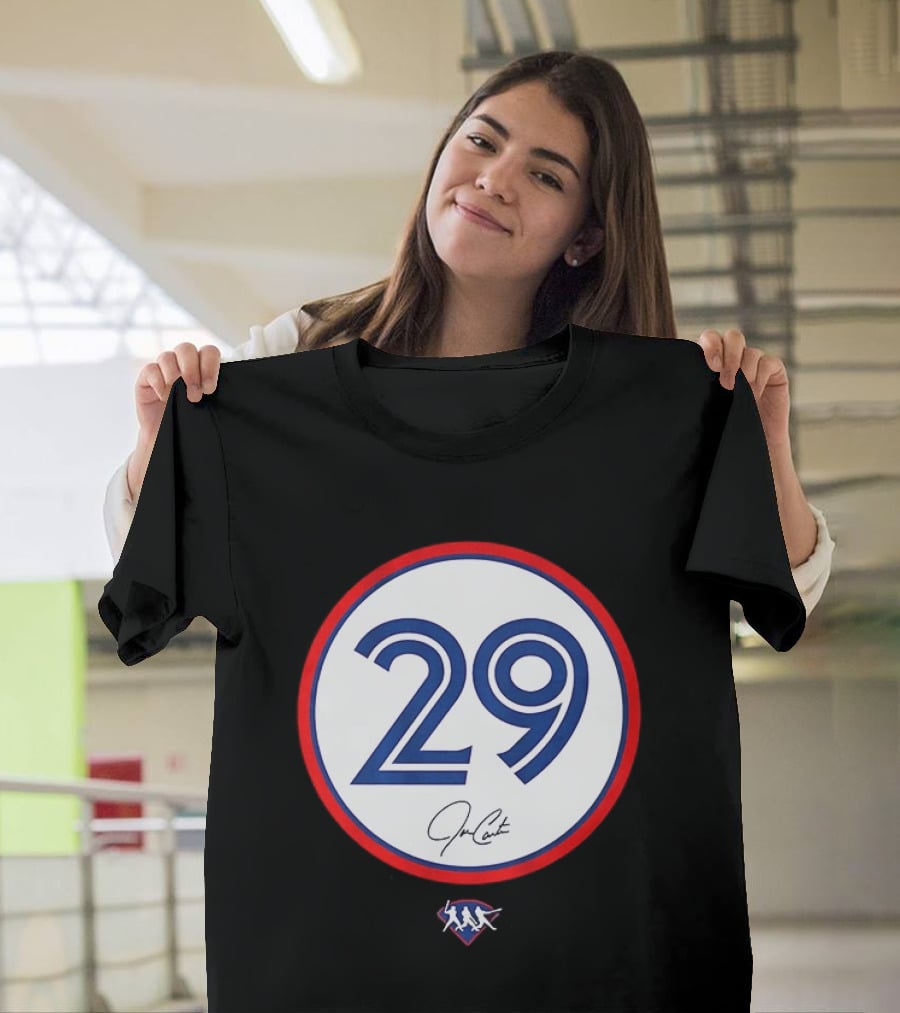 Joe Carter 29 Autograph Toronto Blue Jays Baseball T-Shirt