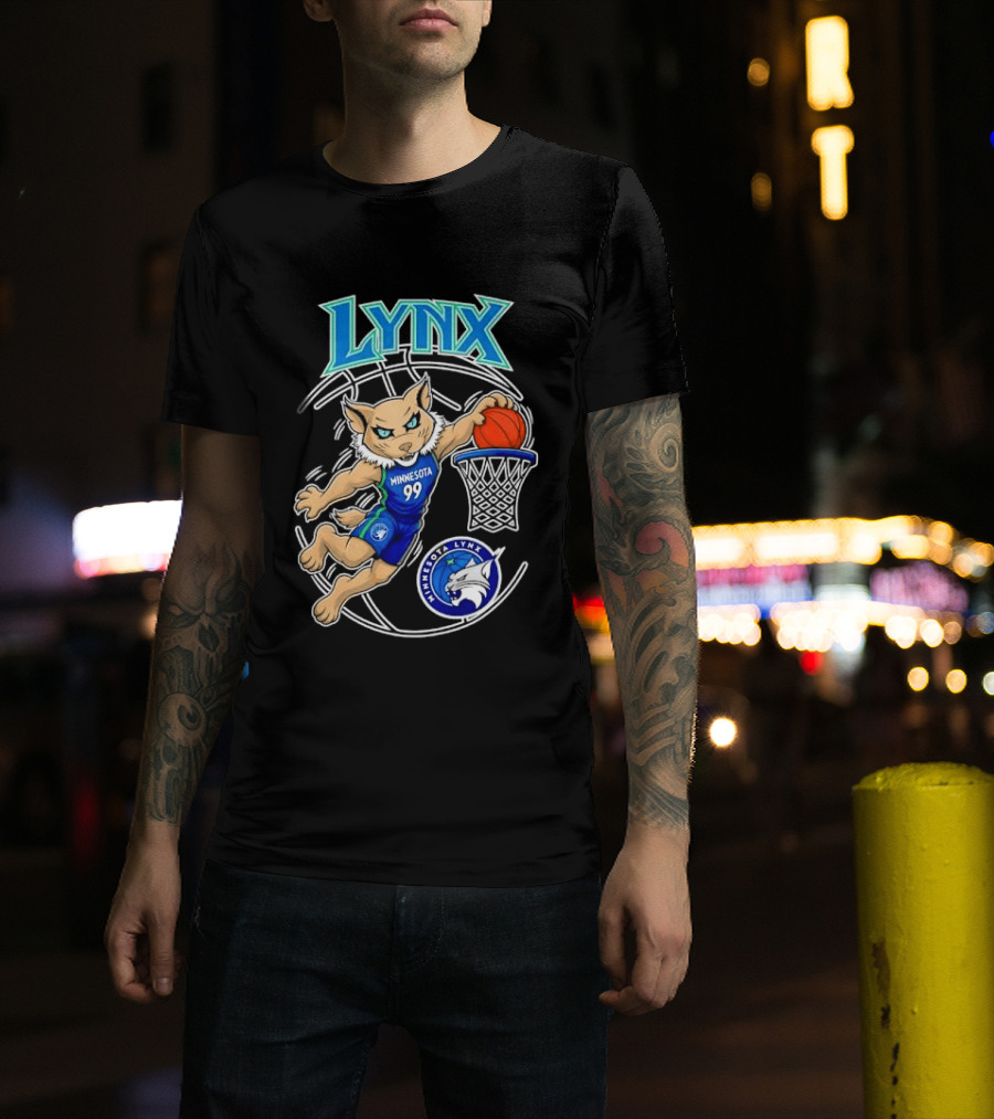 Minnesota Lynx 99 Cartoon Dunking Basketball Player T-Shirt