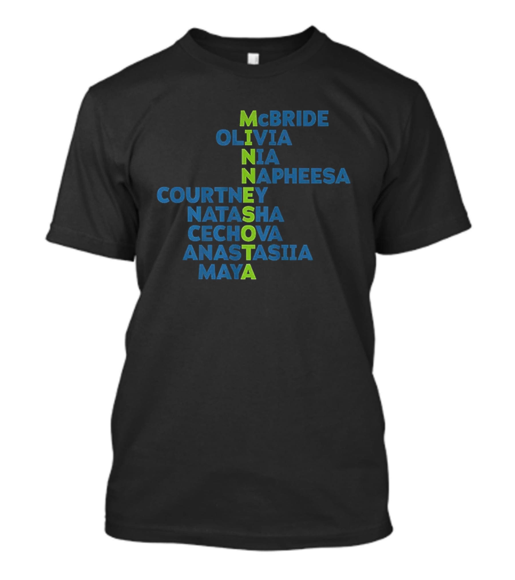 Minnesota Lynx WNBA Basketball Player Names McBride Olivia Nia Napheesa Courtney Natasha Cechova Anastasia Maya T-Shirt
