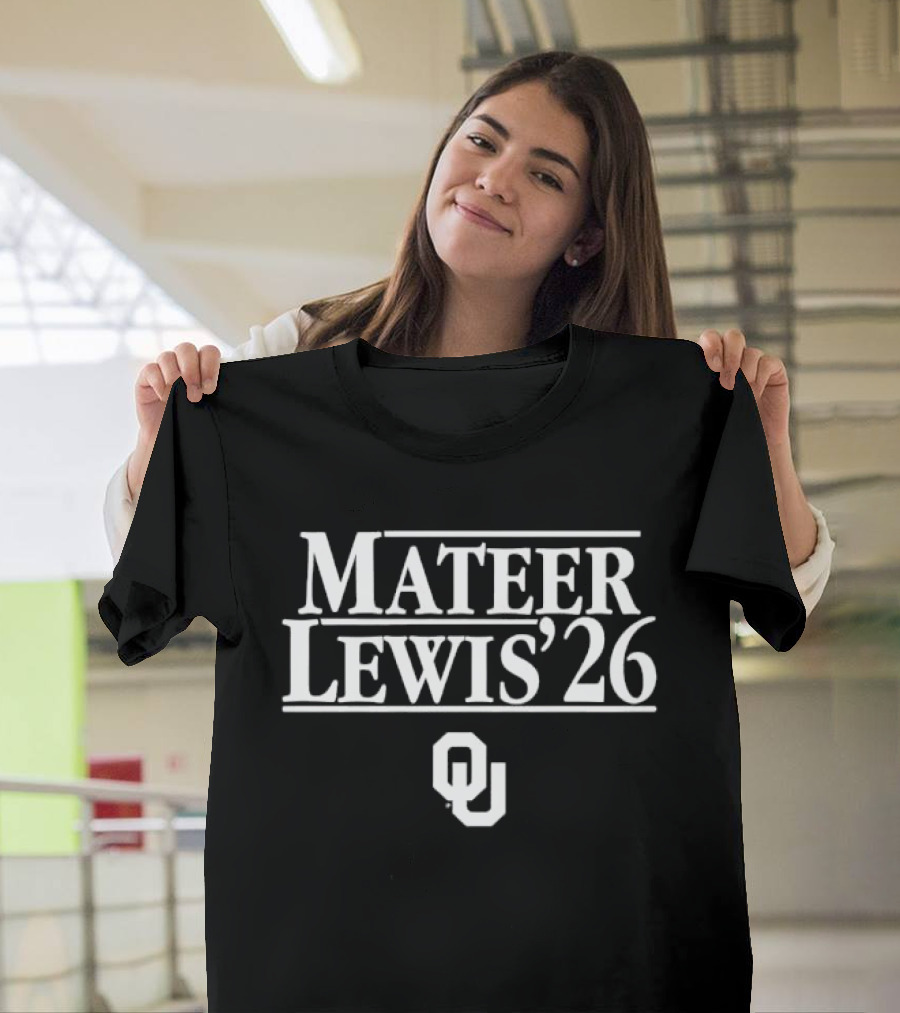 Mateer Lewis '26 OU Oklahoma Sooners Stranger Things Font T-Shirt